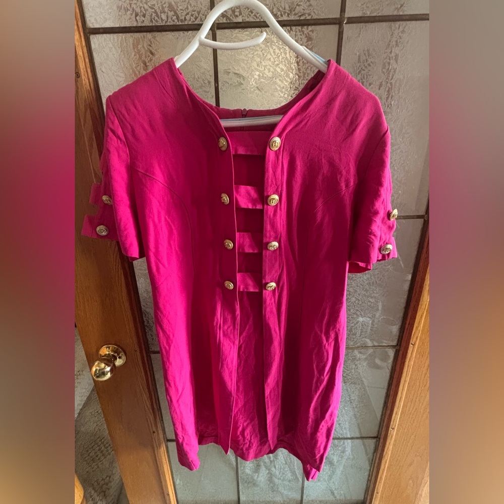 FAROUCHE BY LORI WEIDNER VINTAGE FUSCHIA DRESS 19”- 20” PTP